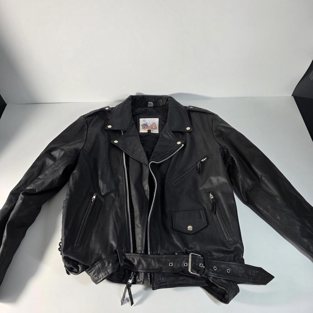 Vintage Excelled NY Leather Jacket Mens 44 Reg Size Quilted Biker
